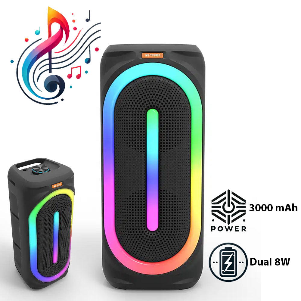Altavoz de sonido con Bluetooth, luz RGB, radio FM y micrófono (56 x 24 cm)