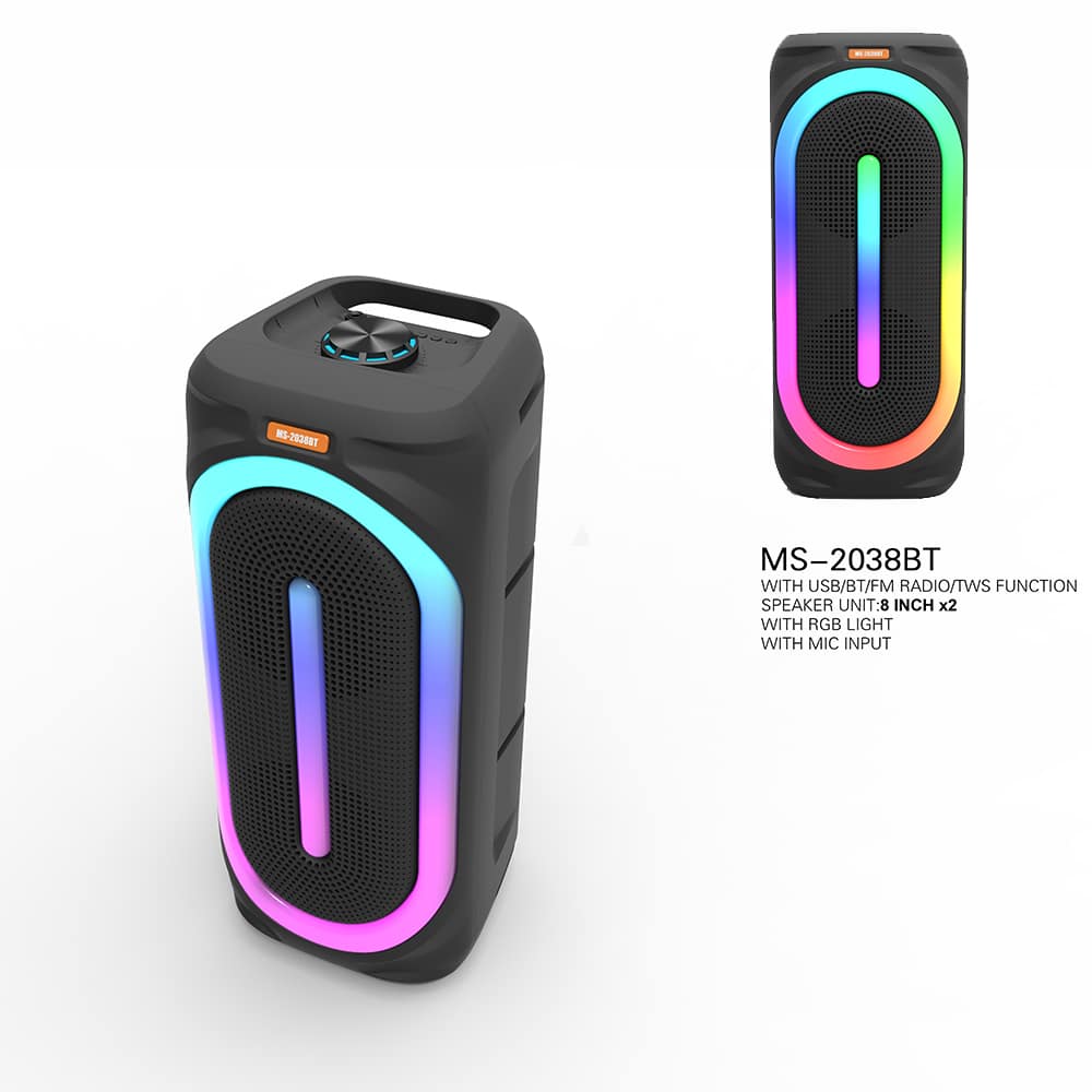 Altavoz de sonido con Bluetooth, luz RGB, radio FM y micrófono (56 x 24 cm)
