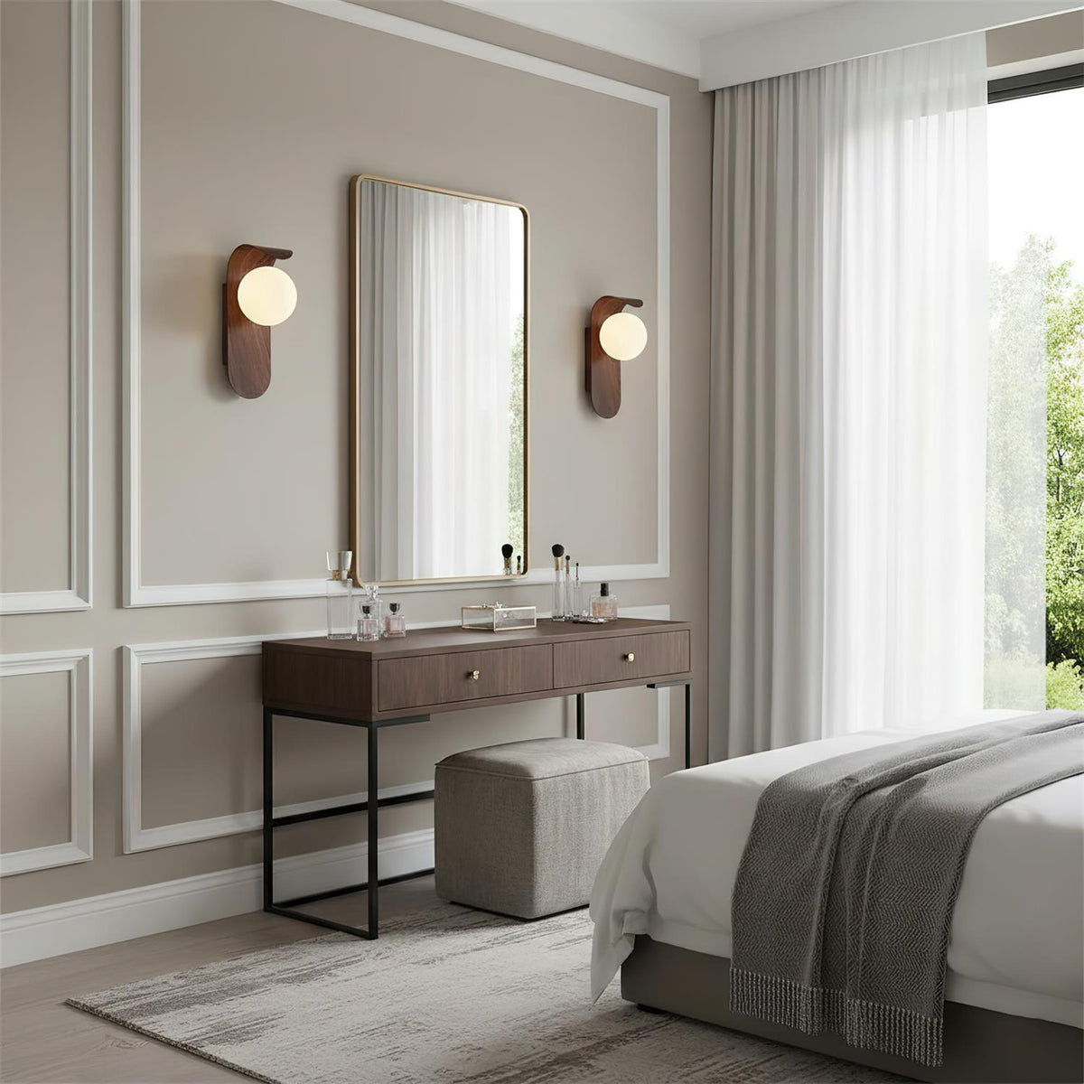 Aplique de Pared de Esfera Mate, Lámpara Resistente a la Humedad para Baño o Exteriores