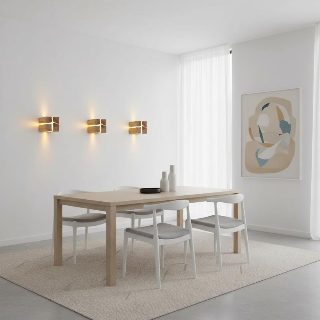 Aplique de pared de madera maciza tallada a mano y resina