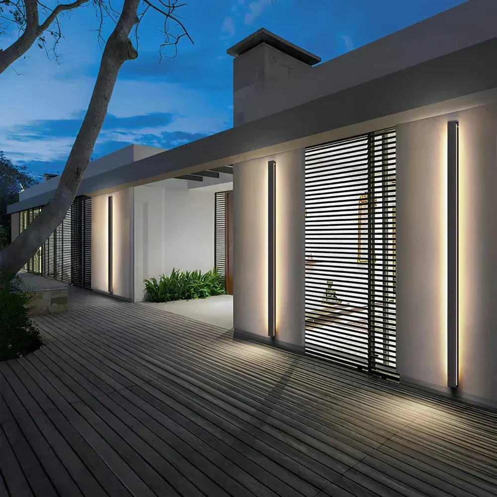 Aplique de pared exterior moderno de aluminio con retroiluminación