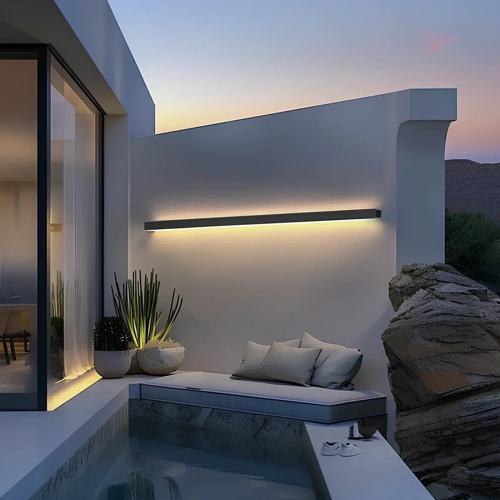 Aplique de pared exterior moderno de aluminio con retroiluminación
