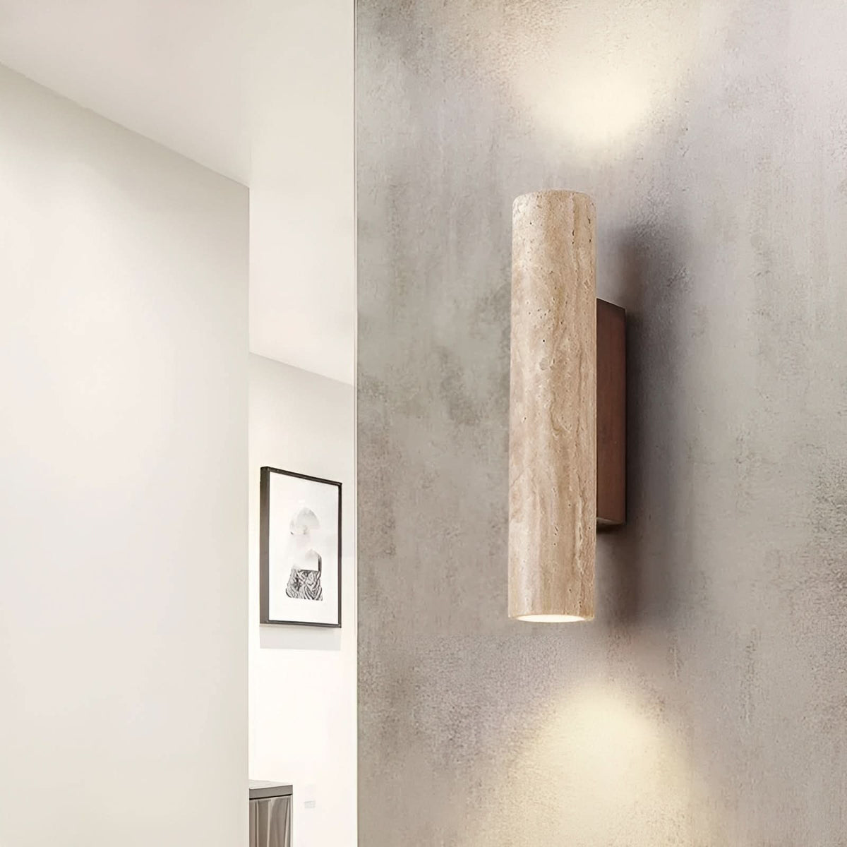 Aplique de pared LED de travertino – Lámpara de estilo wabi-sabi