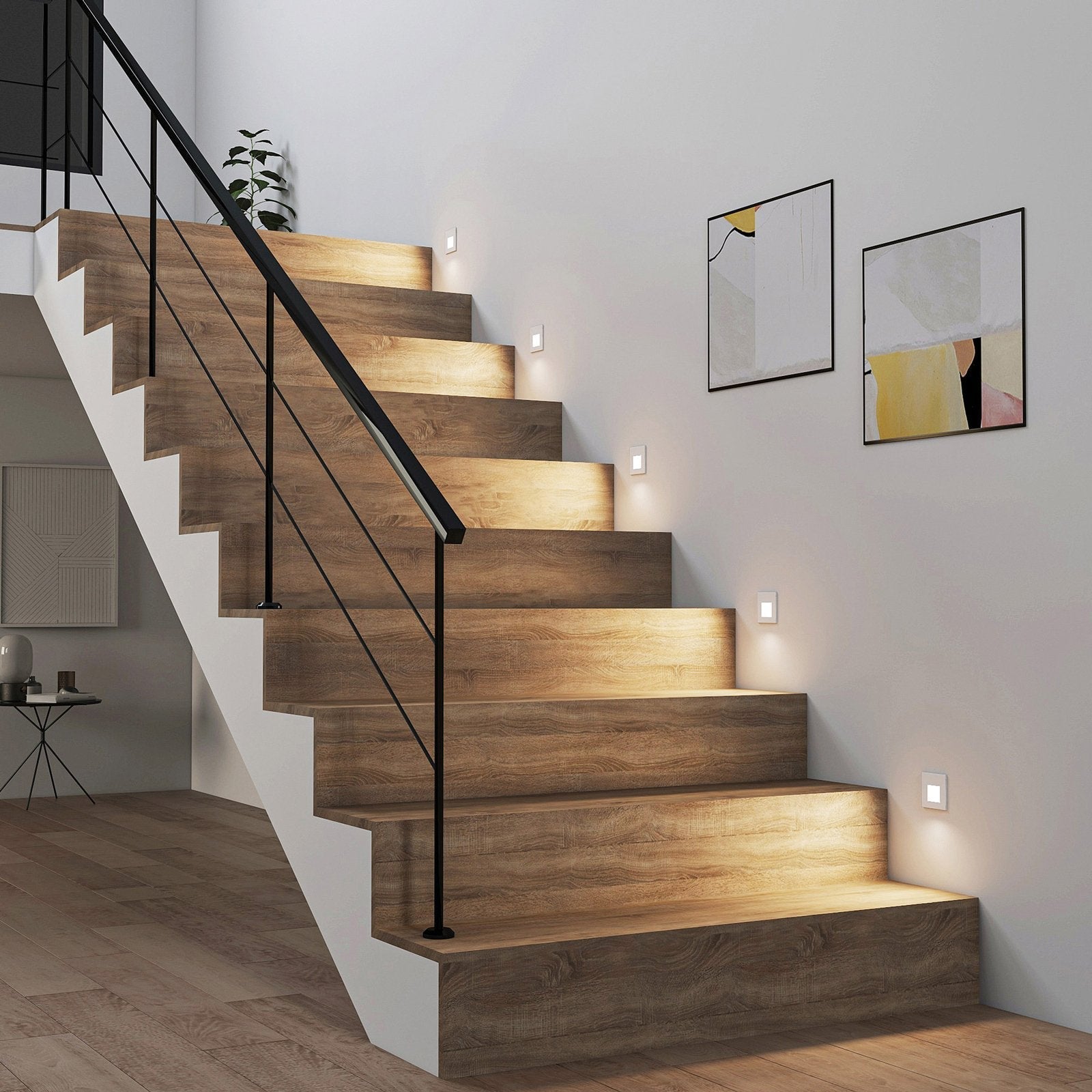 Aplique de pared LED empotrable con marco moderno de aluminio, ideal para iluminación de pasillos y escaleras