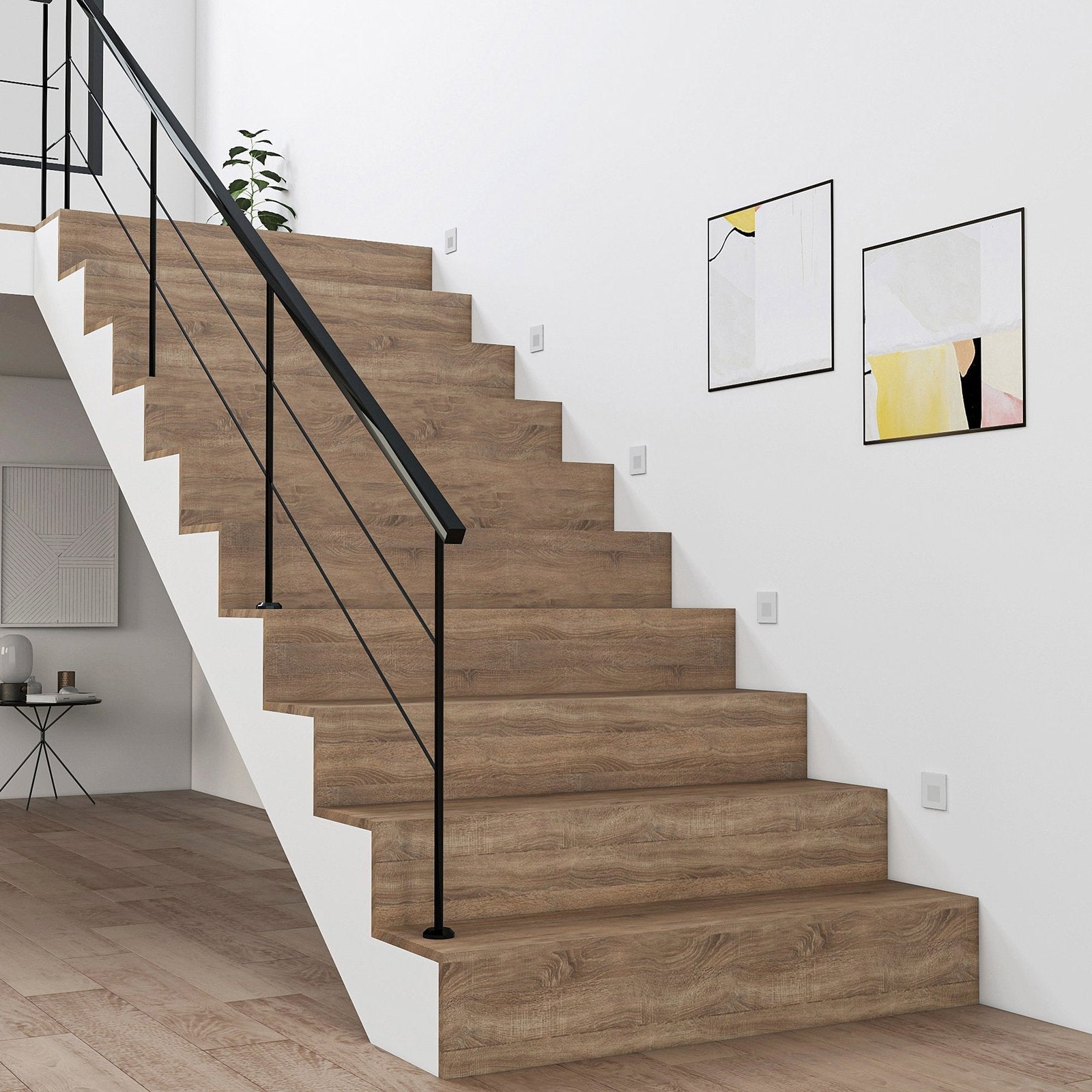 Aplique de pared LED empotrable con marco moderno de aluminio, ideal para iluminación de pasillos y escaleras