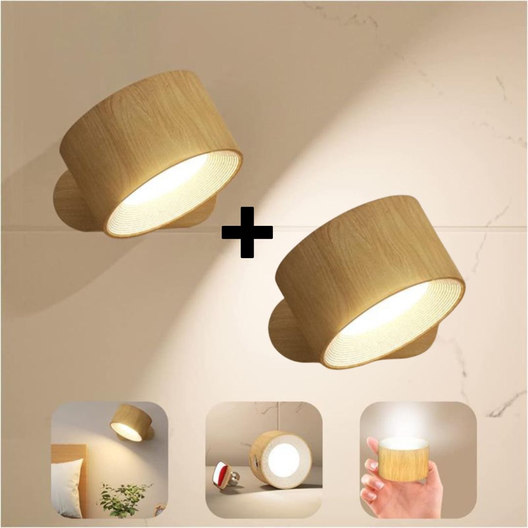 Aplique de pared LED inalámbrico con control táctil y rotación de 360°