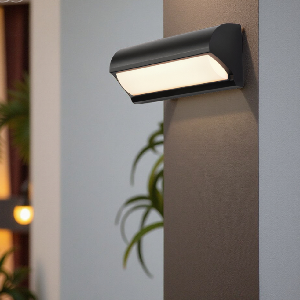 Aplique de pared LED moderno para exterior en color negro – Iluminación cálida resistente a la intemperie para jardín, patio y entradas