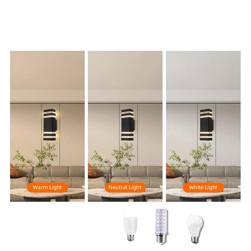 Aplique de pared LED moderno para exterior IP65 – Diseño bidireccional Up & Down con casquillo E27