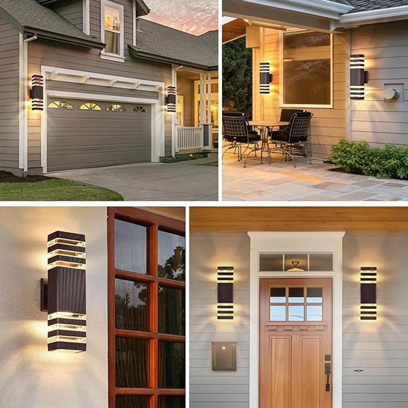 Aplique de pared LED moderno para exterior IP65 – Diseño bidireccional Up & Down con casquillo E27