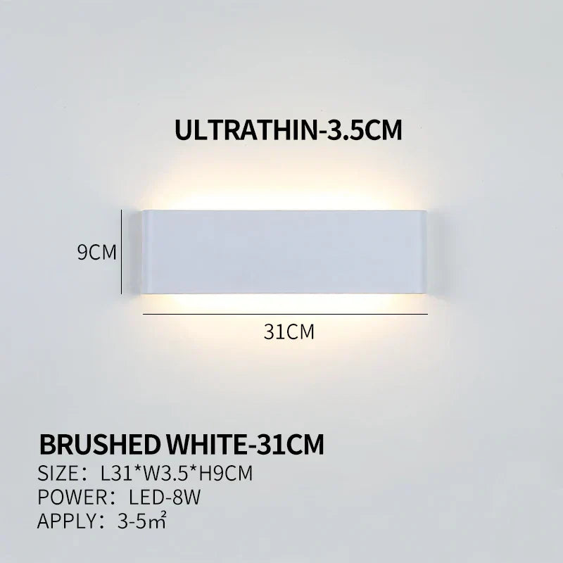 Aplique de pared LED plano de aluminio con pantalla acrílica