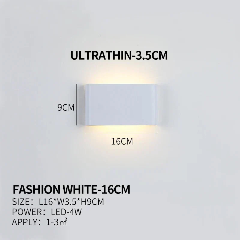 Aplique de pared LED plano de aluminio con pantalla acrílica
