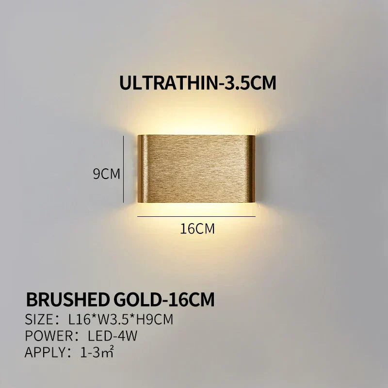 Aplique de pared LED plano de aluminio con pantalla acrílica