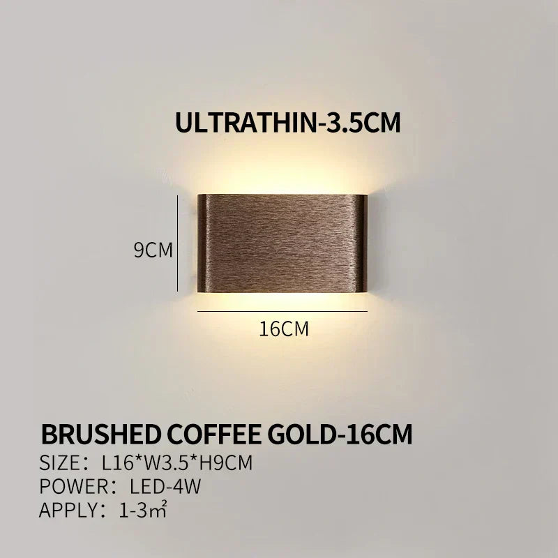 Aplique de pared LED plano de aluminio con pantalla acrílica