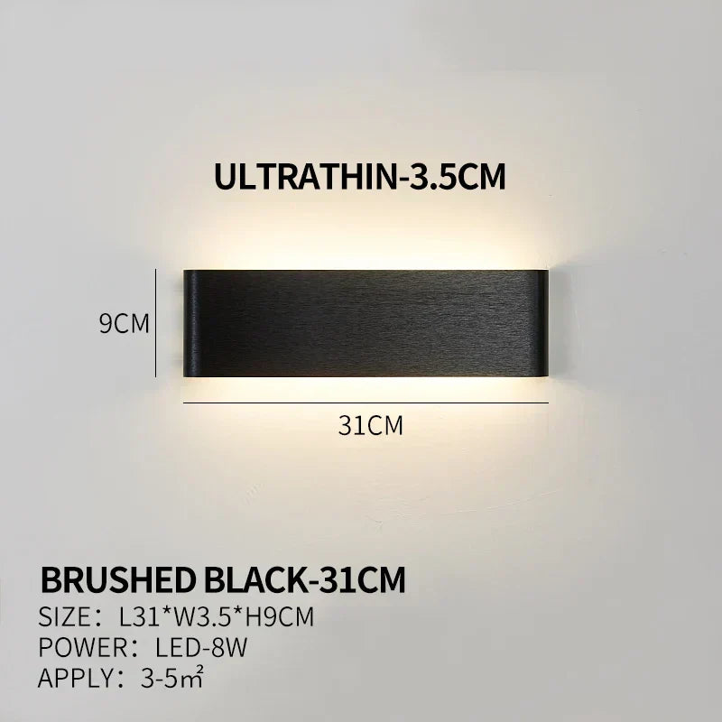 Aplique de pared LED plano de aluminio con pantalla acrílica