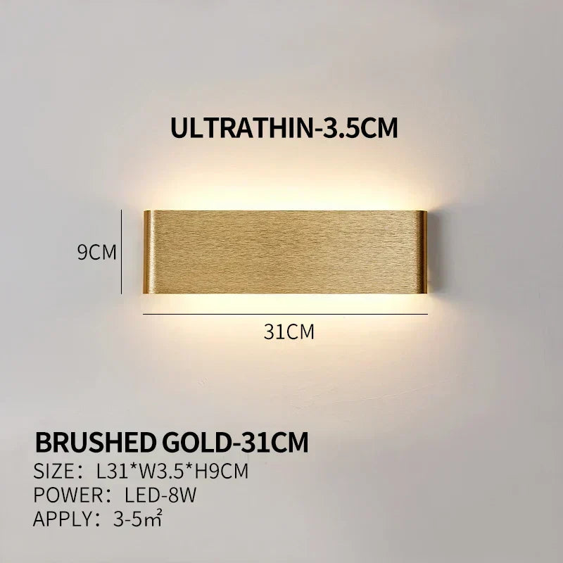Aplique de pared LED plano de aluminio con pantalla acrílica