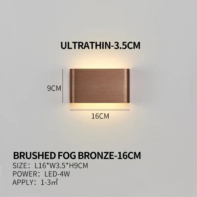 Aplique de pared LED plano de aluminio con pantalla acrílica