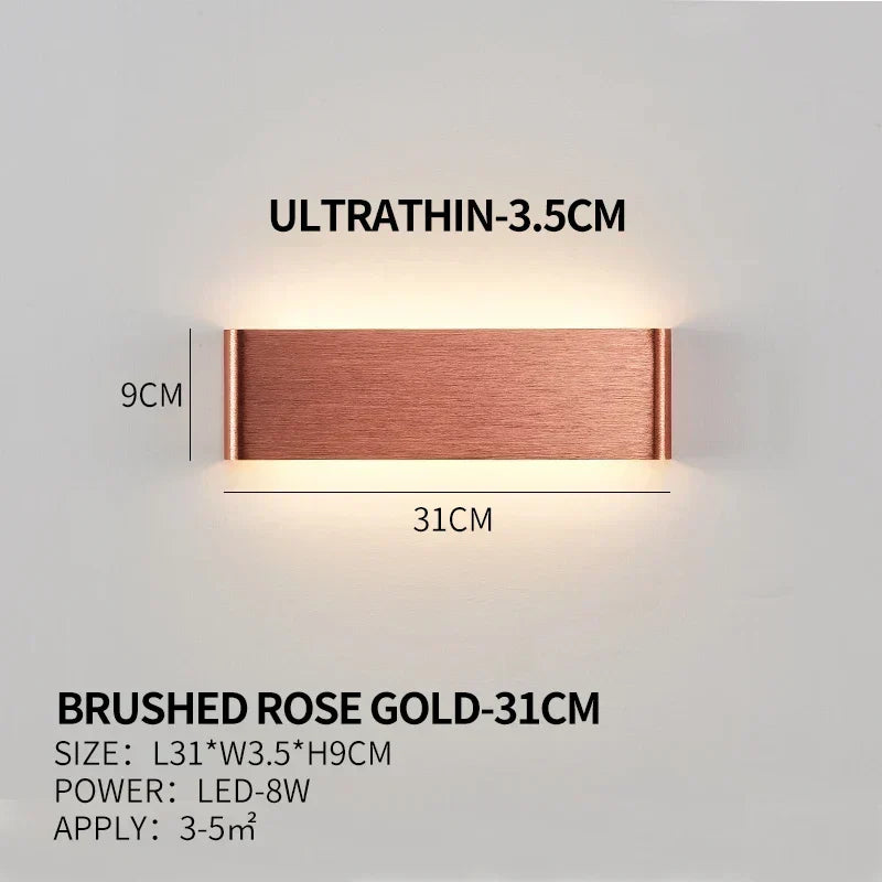 Aplique de pared LED plano de aluminio con pantalla acrílica