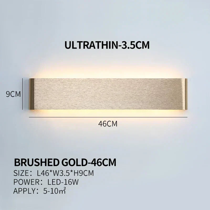 Aplique de pared LED plano de aluminio con pantalla acrílica