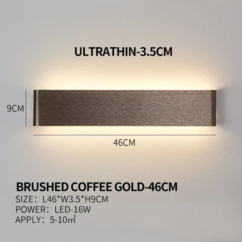 Aplique de pared LED plano de aluminio con pantalla acrílica