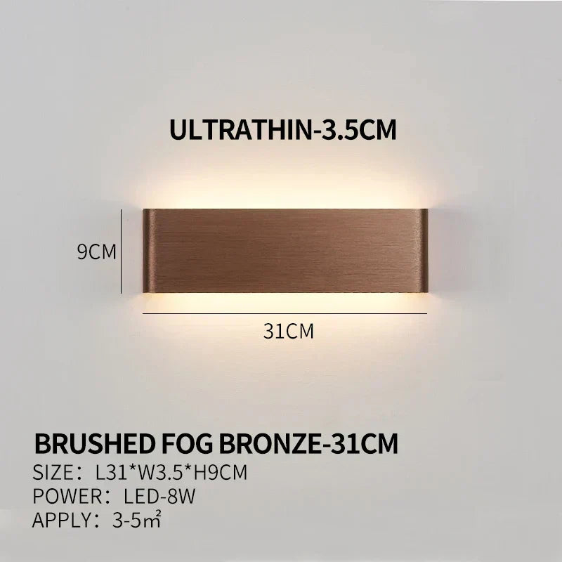 Aplique de pared LED plano de aluminio con pantalla acrílica