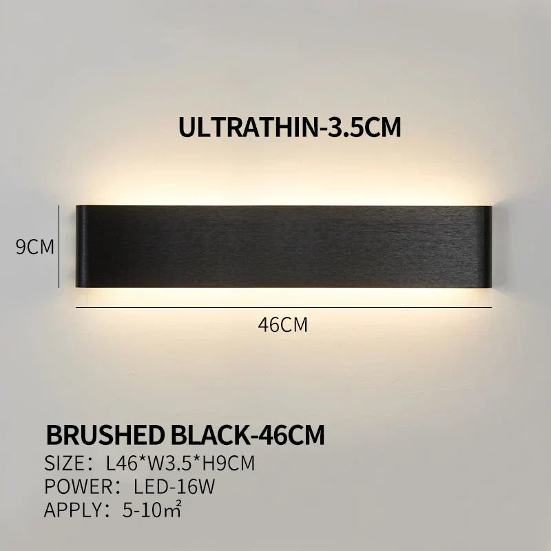 Aplique de pared LED plano de aluminio con pantalla acrílica