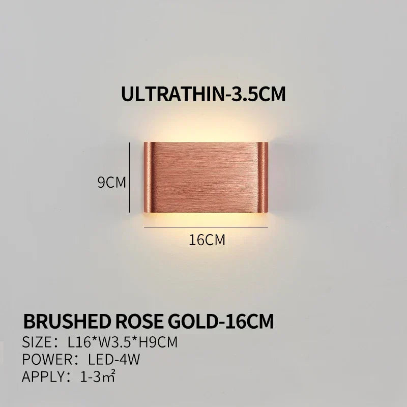 Aplique de pared LED plano de aluminio con pantalla acrílica