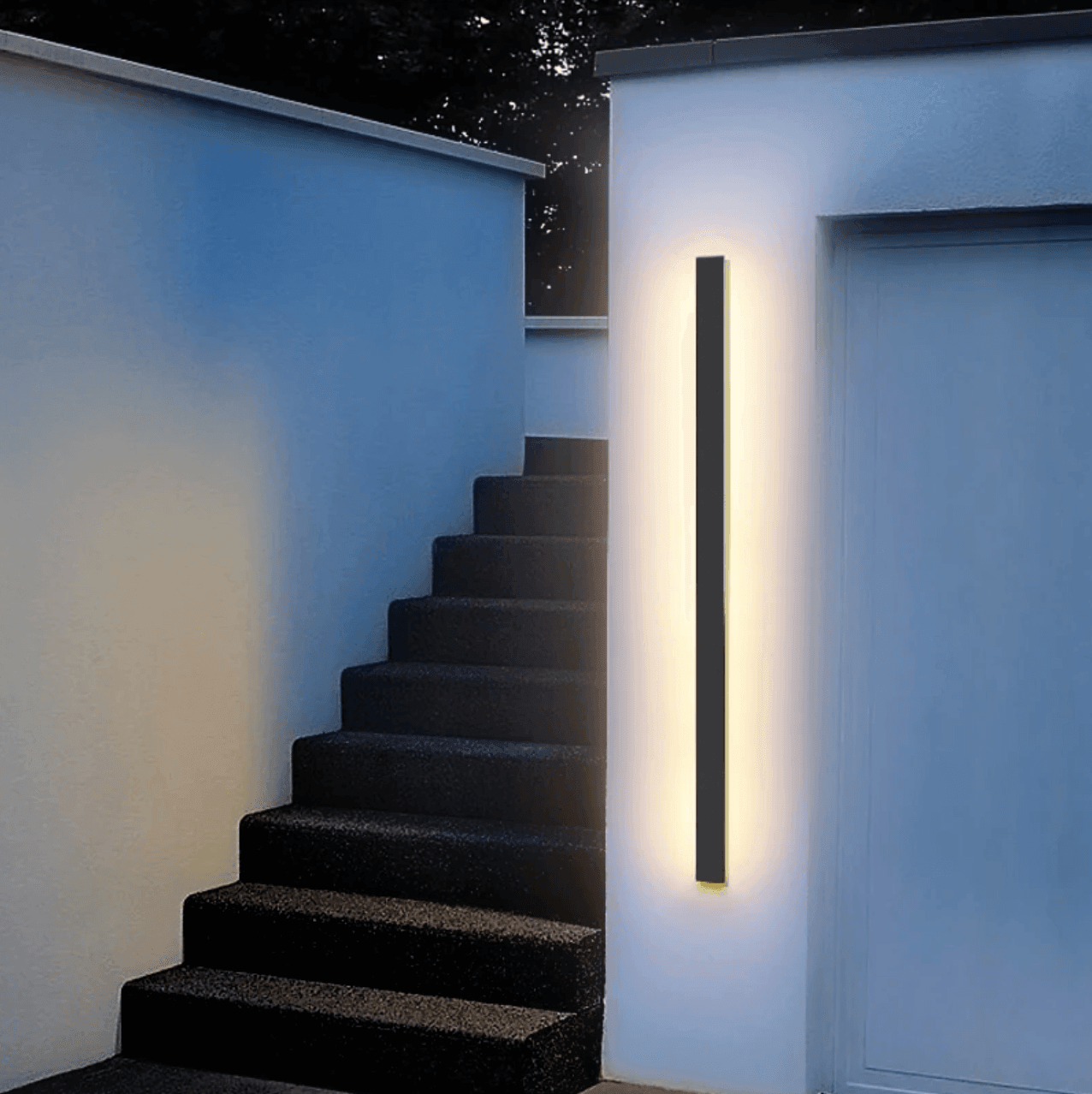 Aplique de pared LED vertical adhesivo – Iluminación de exterior elegante y resistente a la intemperie