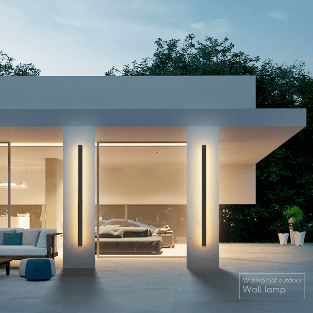 Aplique de pared LED vertical adhesivo – Iluminación de exterior elegante y resistente a la intemperie