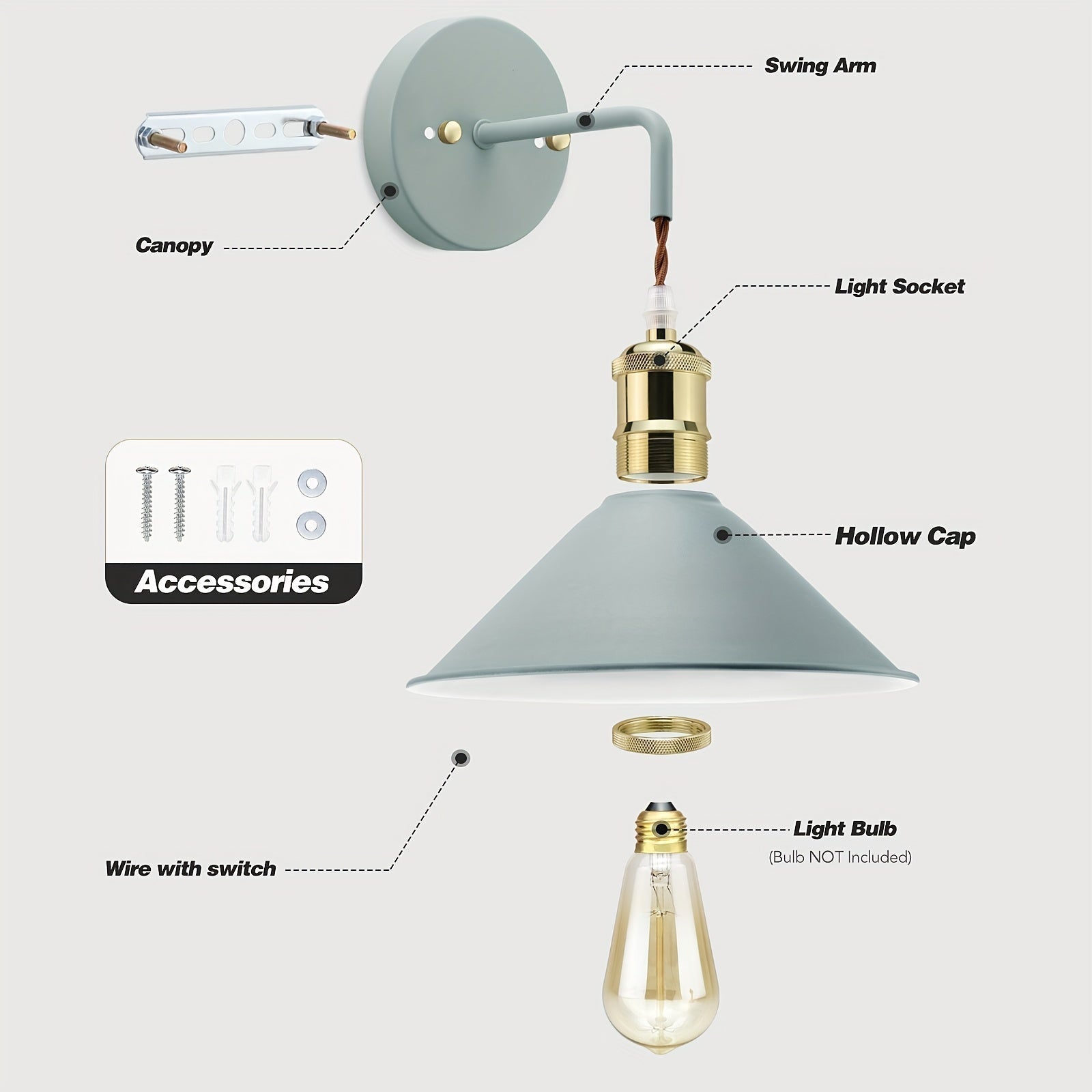Aplique de Pared Metálico Moderno | Lámpara de Pared Industrial con Acabado Frotado con Aceite