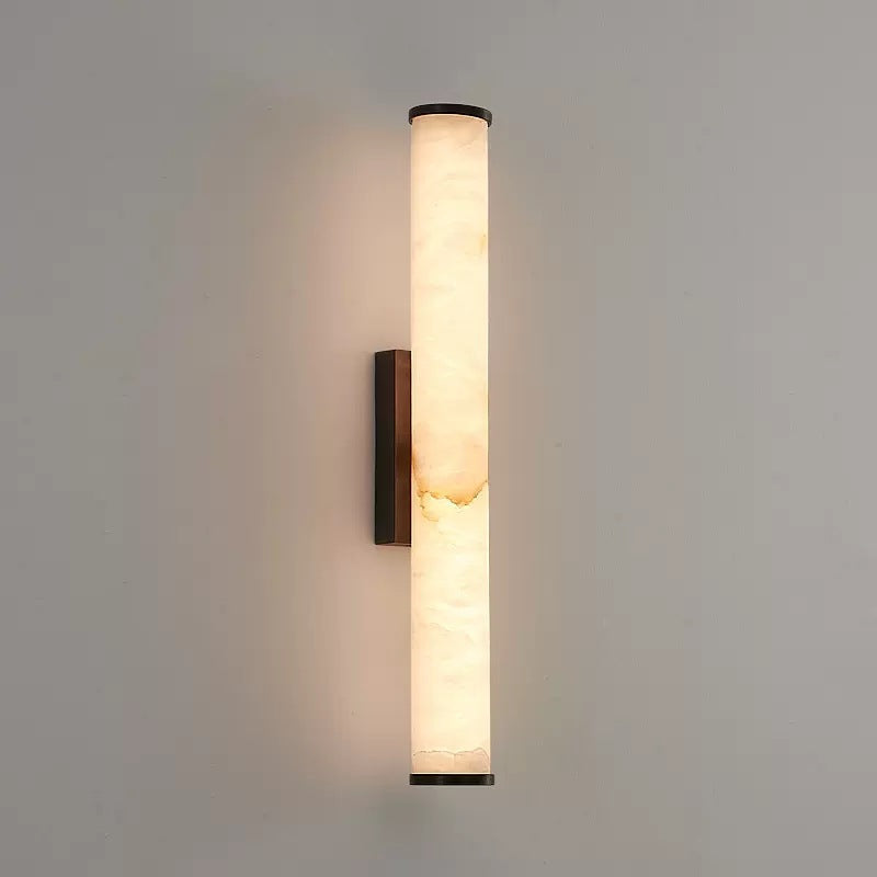 Aplique de pared moderno con efecto mármol - Iluminación de acento con detalles de cobre - Estilo minimalista