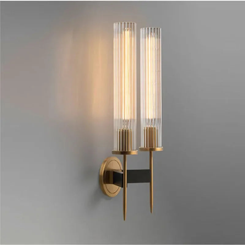 Aplique de pared moderno de cristal acanalado con acabado en cobre – 30 cm de altura