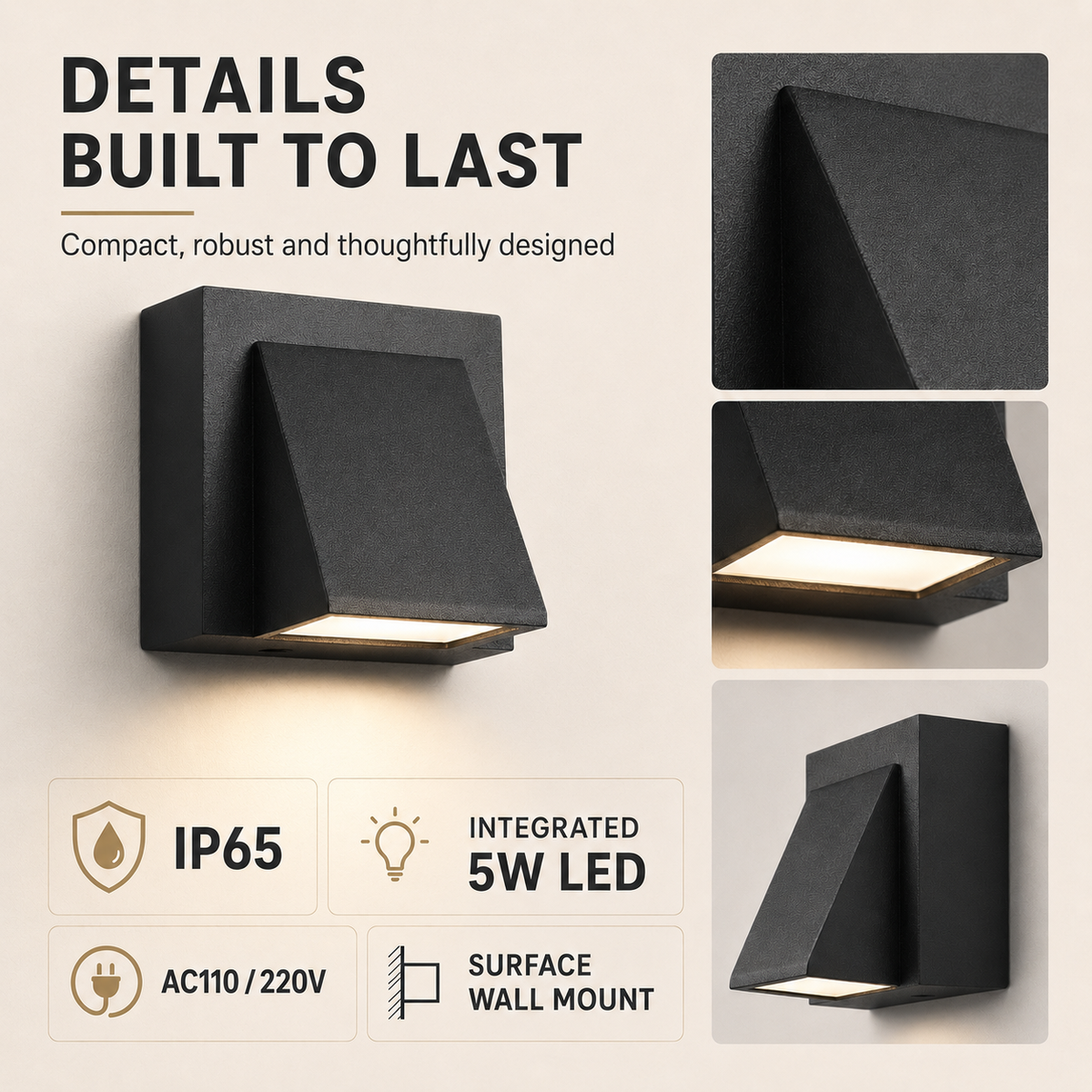 Aplique de Pared para Exterior con Protección IP65