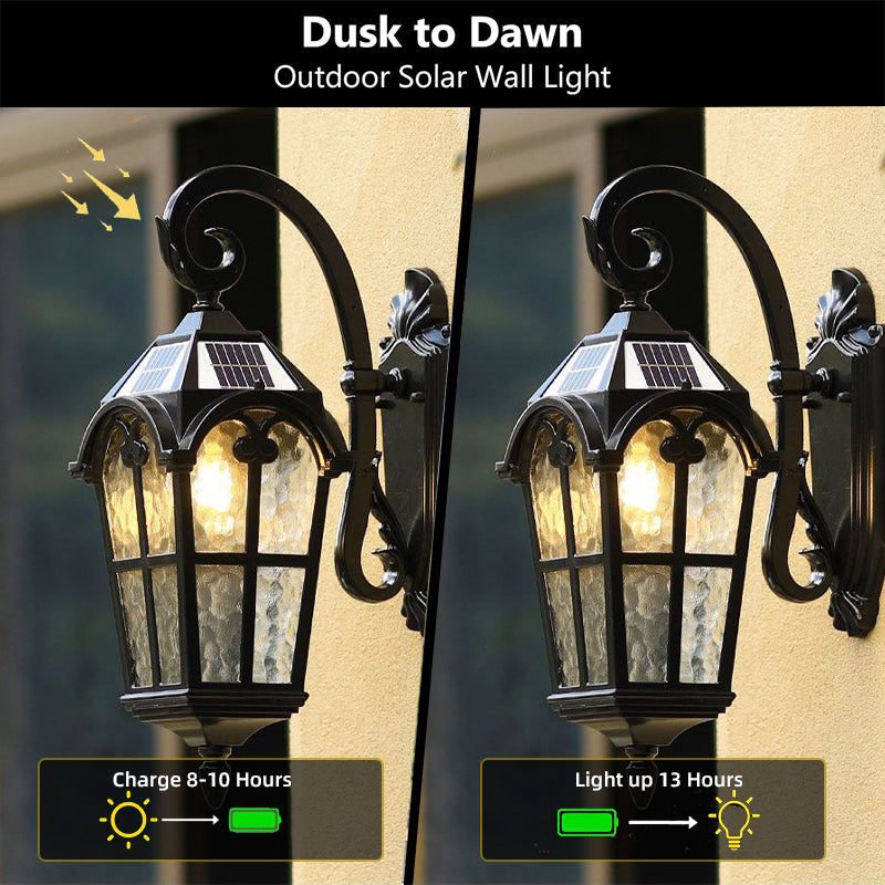 Aplique de pared solar para exterior de estilo vintage con mando a distancia