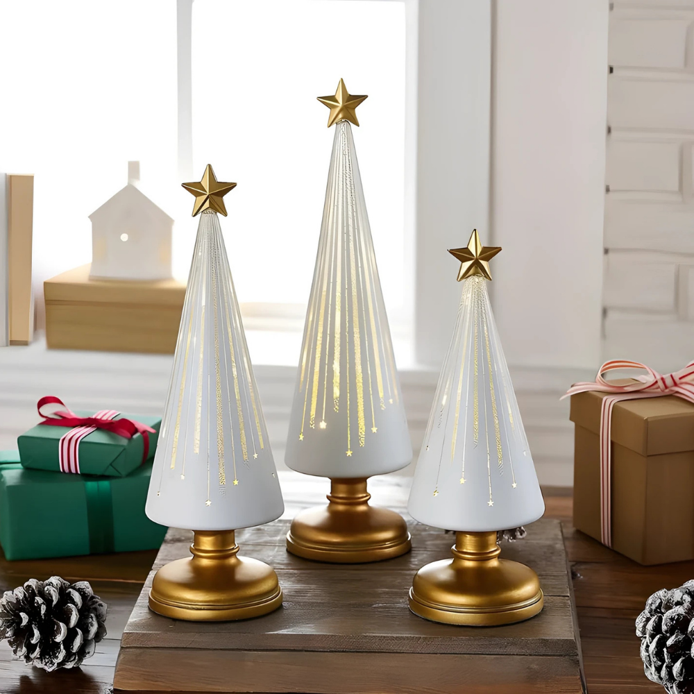 Árboles de Navidad de Cristal con Luz LED y Brillo