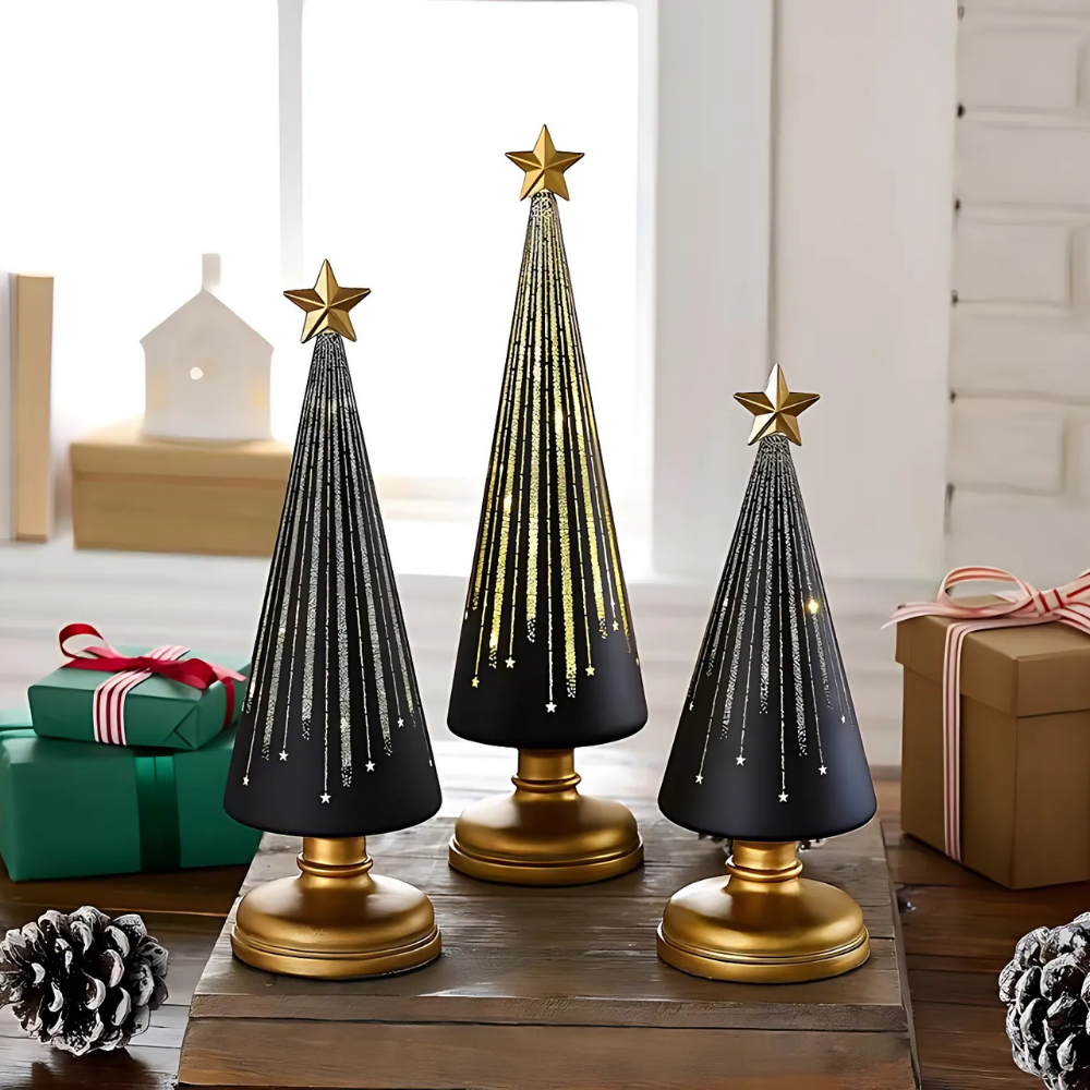 Árboles de Navidad de Cristal con Luz LED y Brillo