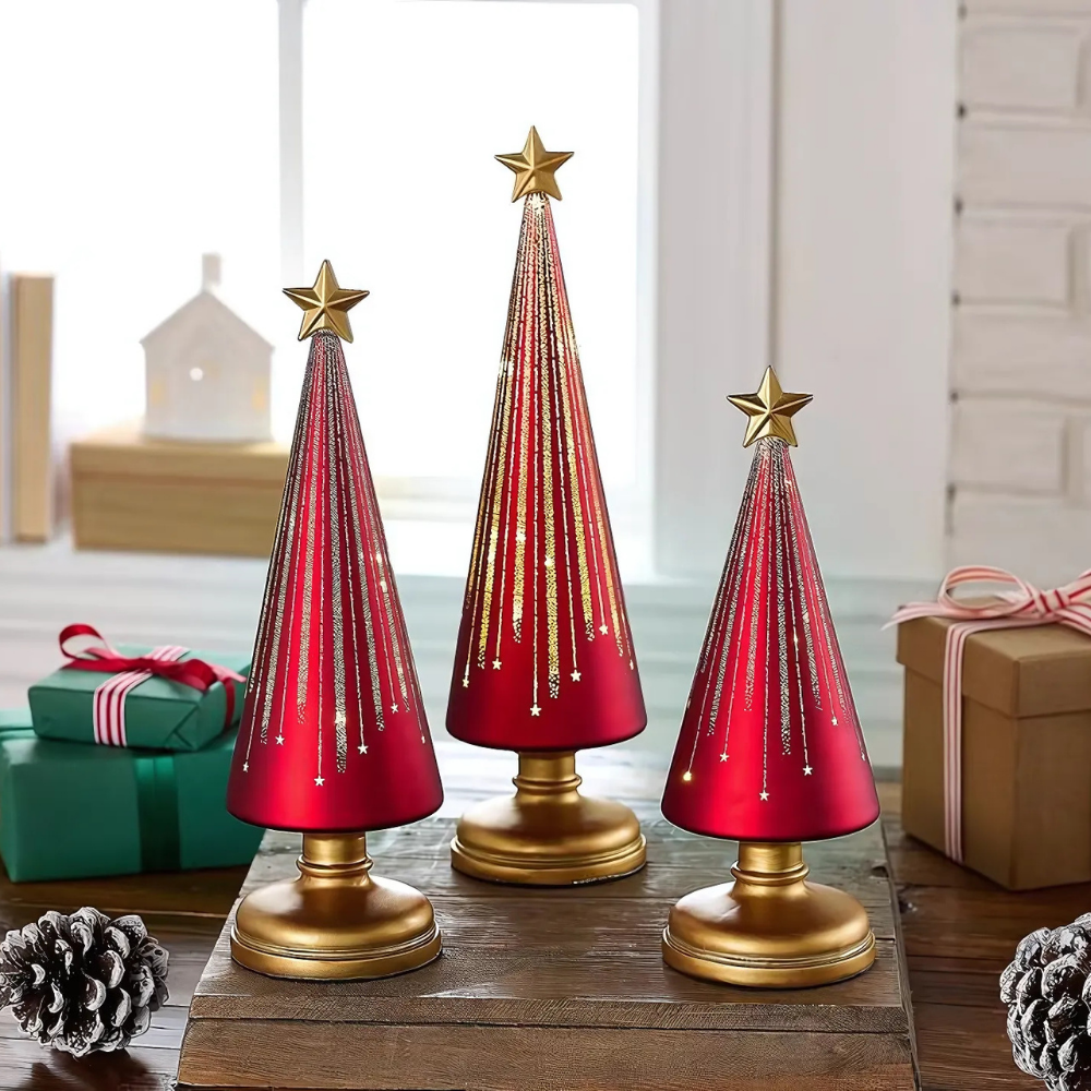 Árboles de Navidad de Cristal con Luz LED y Brillo