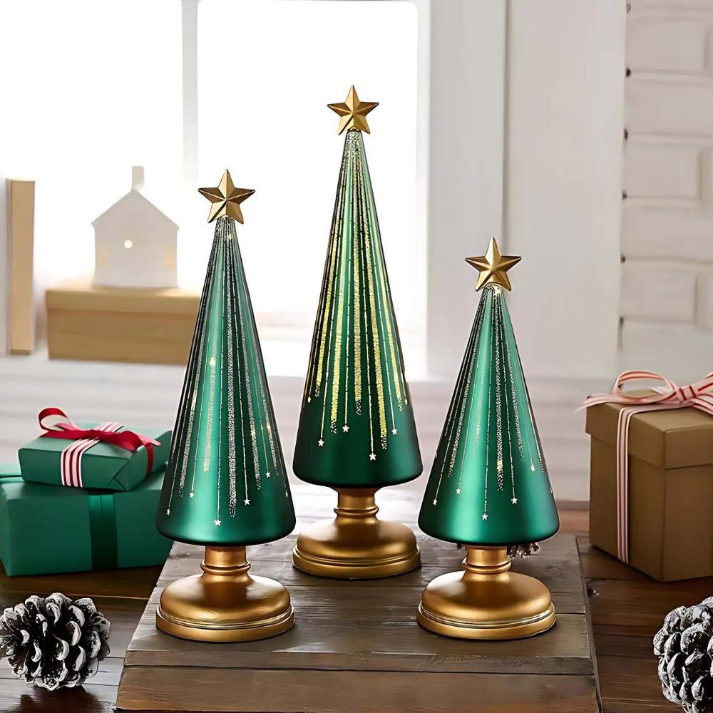 Árboles de Navidad de Cristal con Luz LED y Brillo
