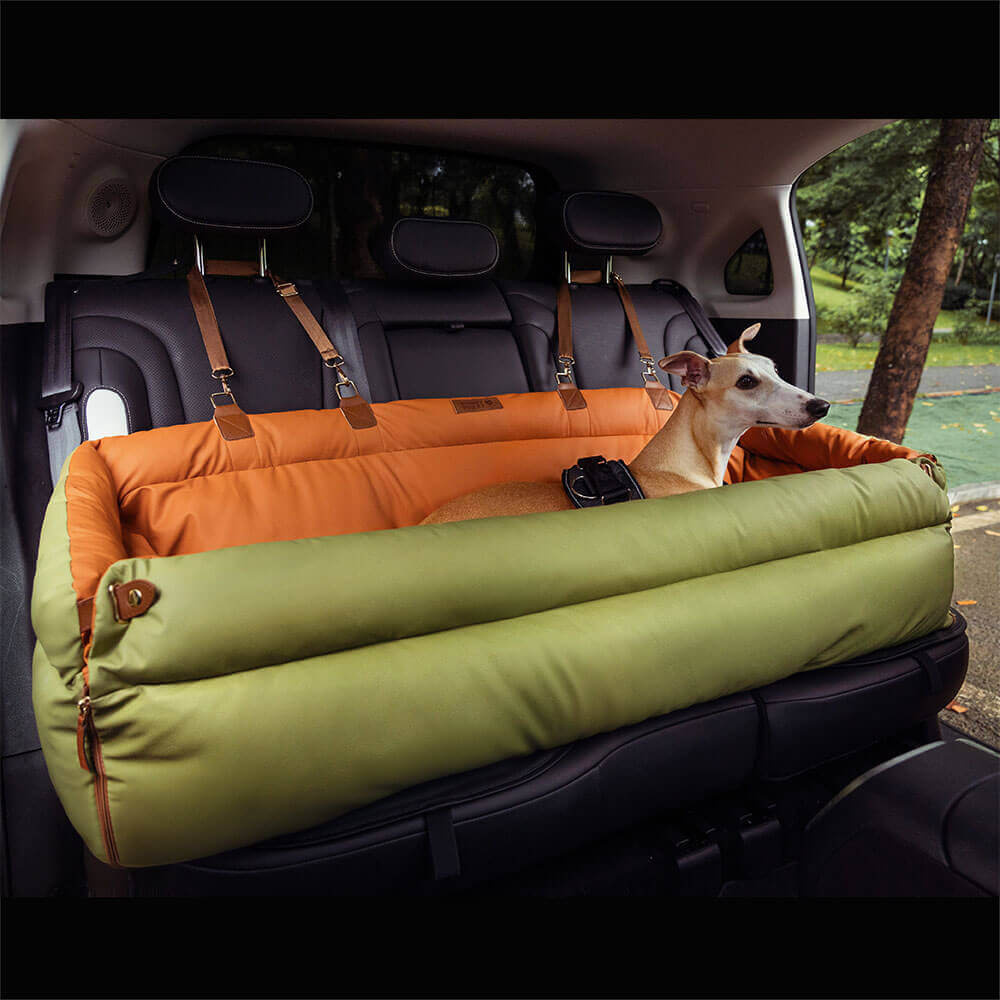 Asiento de coche de lujo para perros - Comodidad de cuero sintético