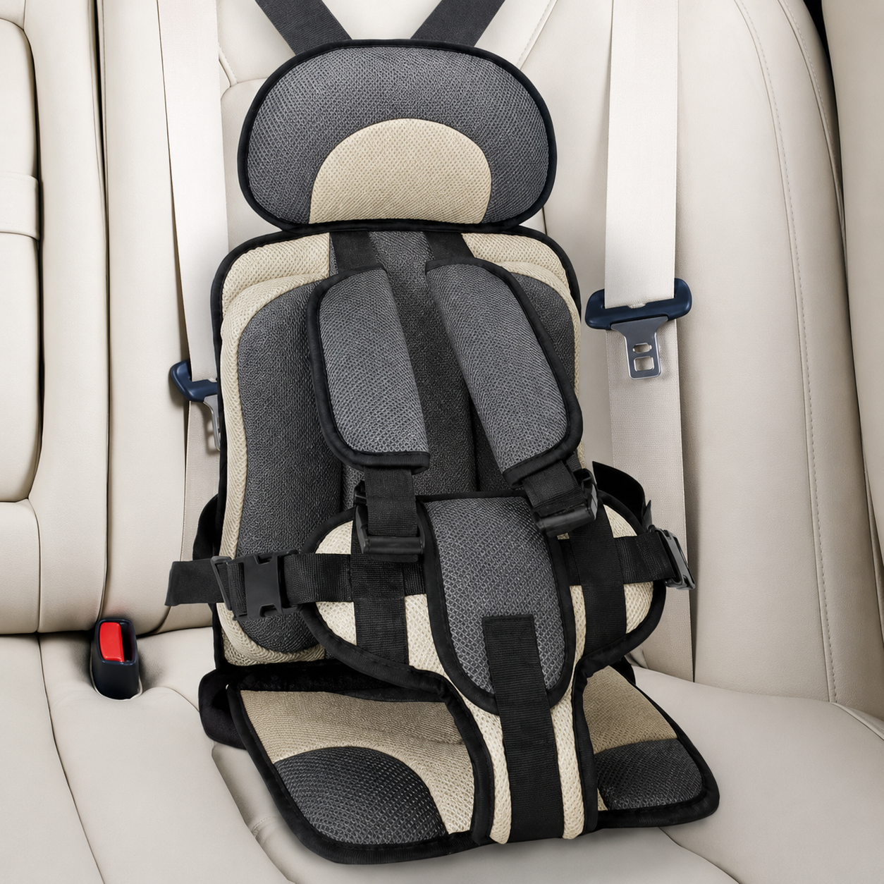 Asiento de Coche Portátil de Viaje con Arnés de Seguridad Reforzado de 5 Puntos