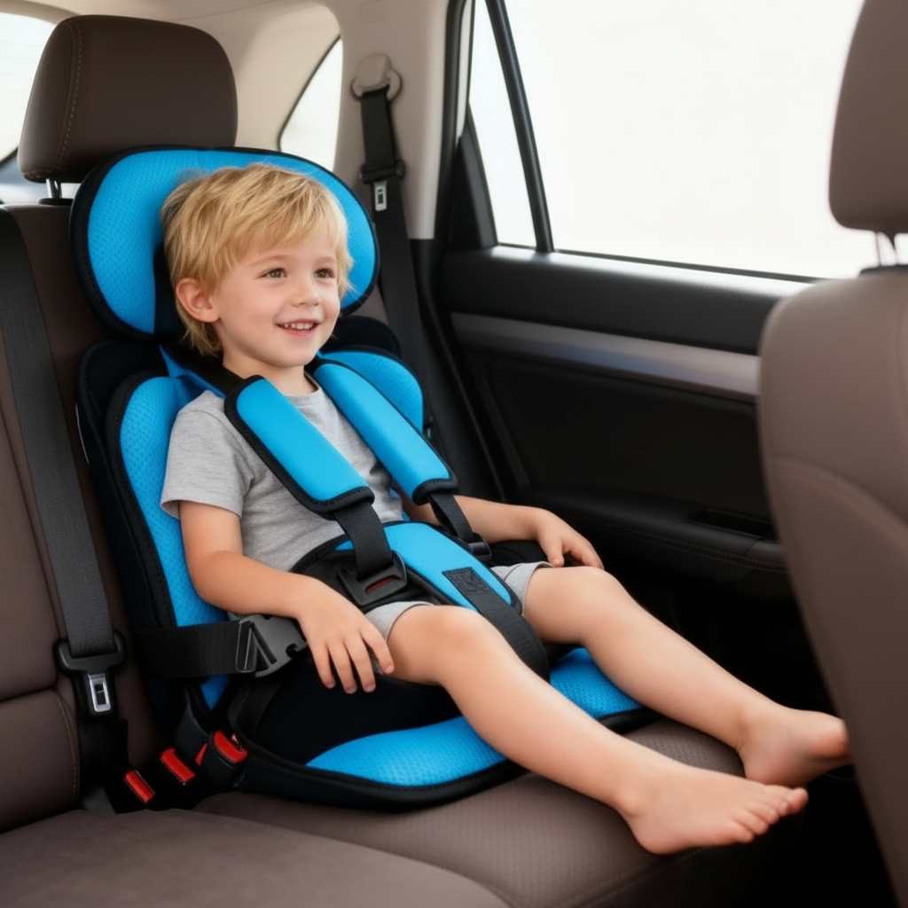 Asiento elevador portátil y plegable para coche para niños