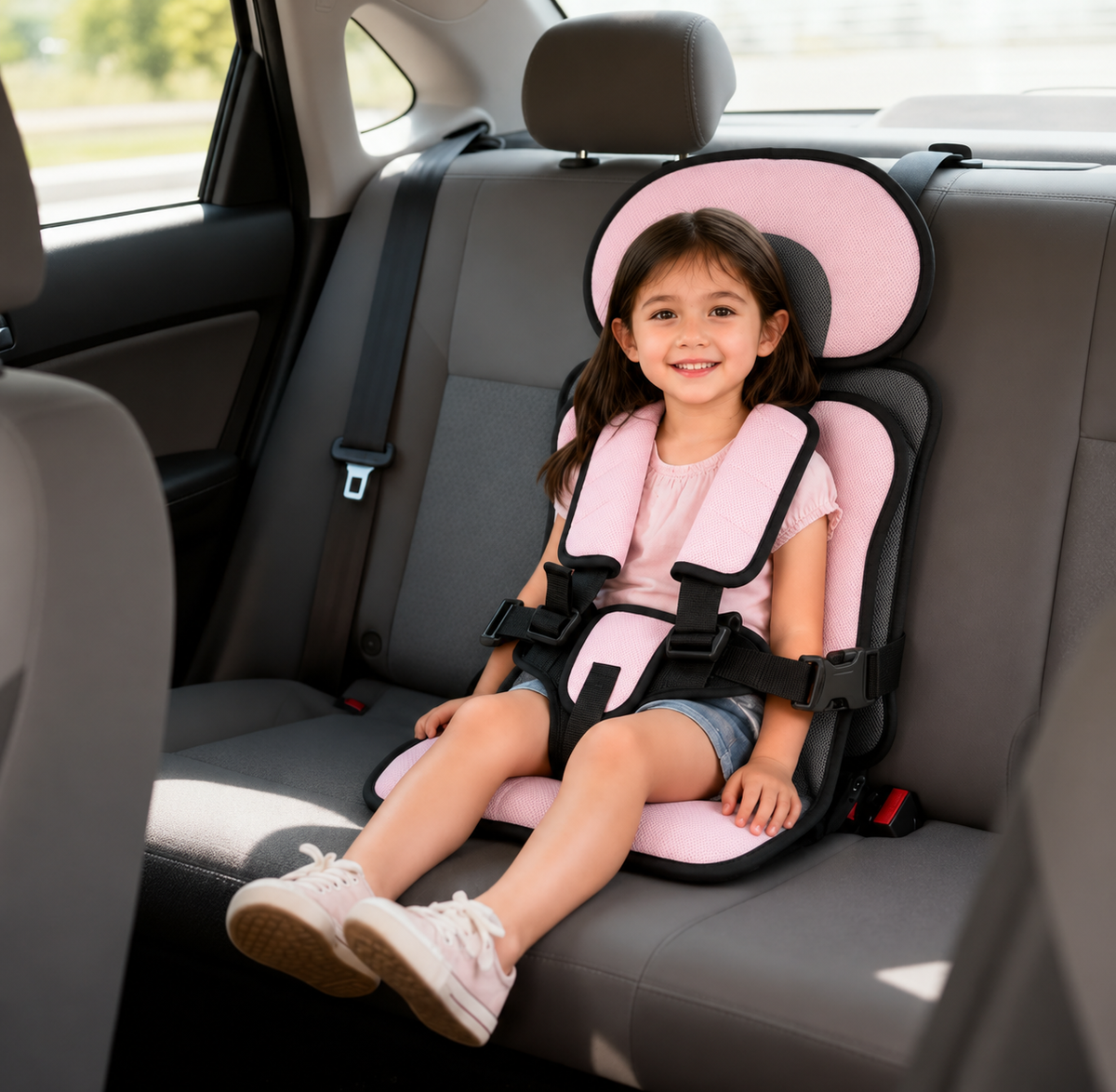 Asiento elevador portátil y plegable para coche para niños