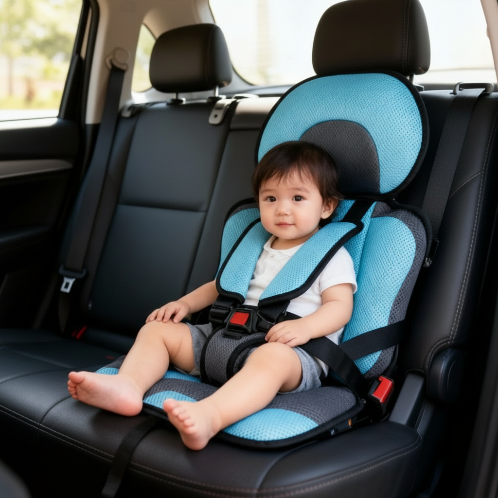 Asiento elevador portátil y plegable para coche para niños