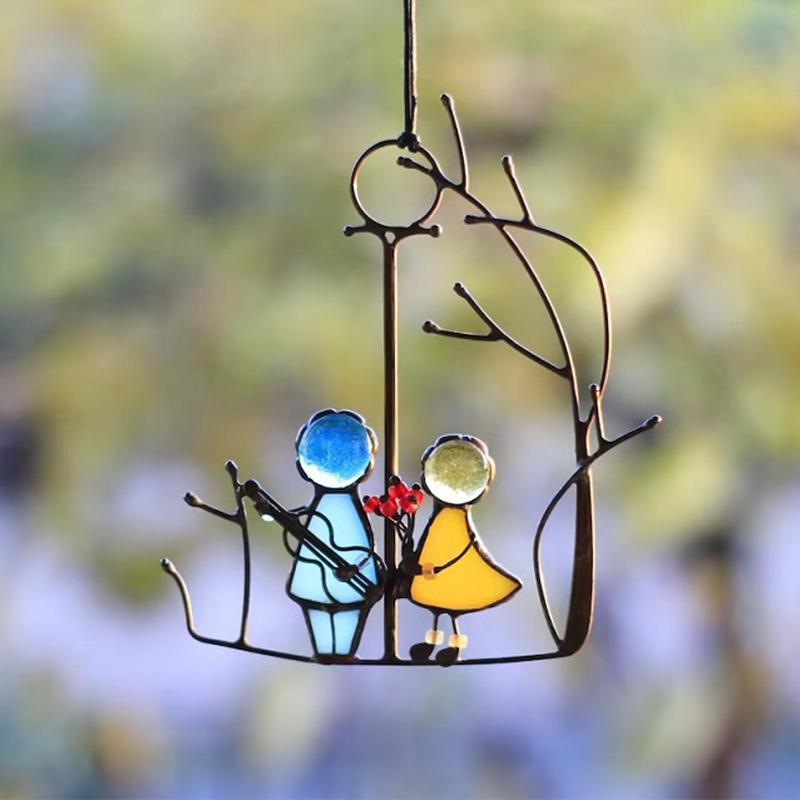 Atrapasol, decoración colgante para ventana, arte en vidrio tintado
