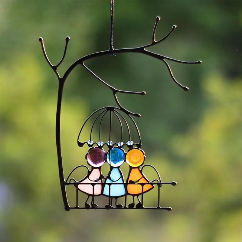 Atrapasol, decoración colgante para ventana, arte en vidrio tintado