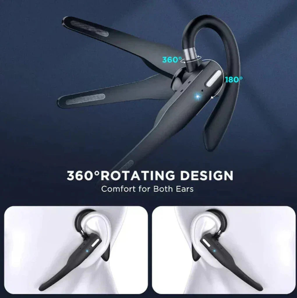 Auricular inalámbrico Bluetooth 5.1 con enganche para oreja y cancelación de ruido