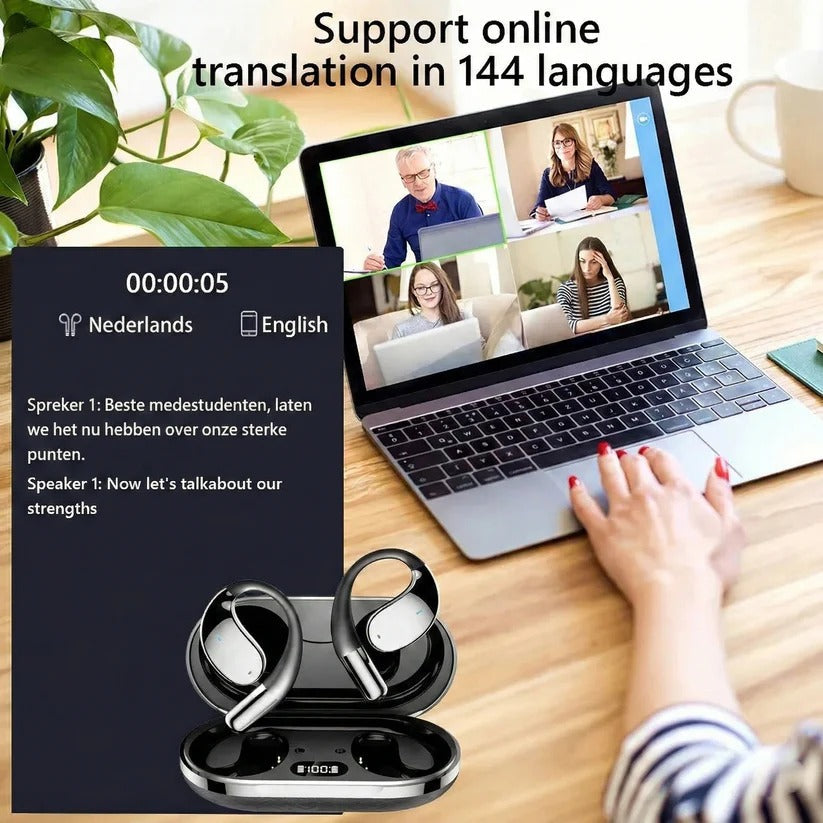 Auriculares traductores inalámbricos con audio Hi-Fi y 144 idiomas