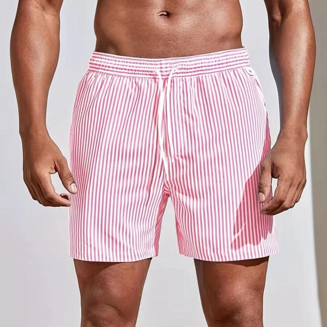 Bañador tipo shorts con estampado de rayas