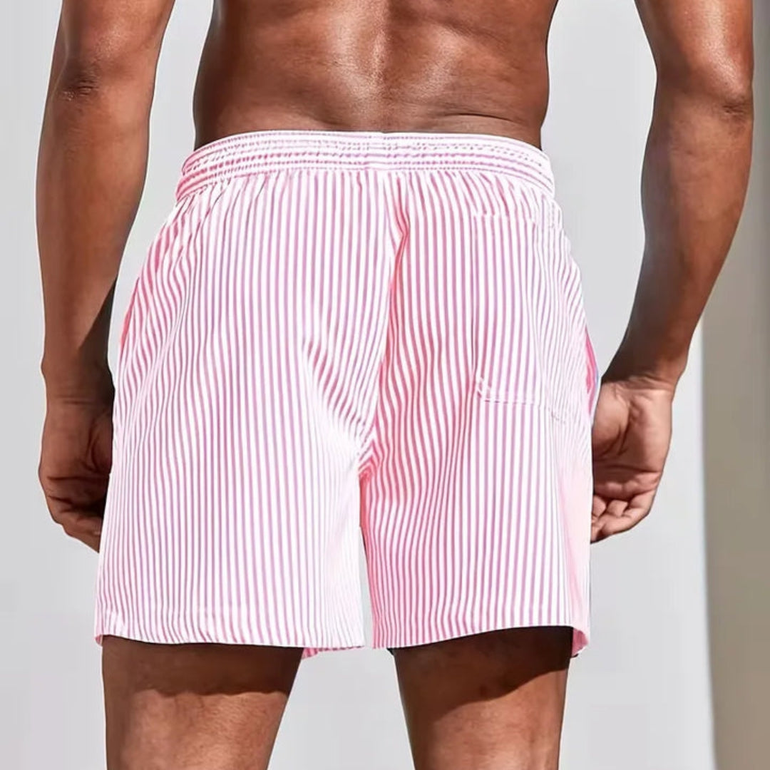 Bañador tipo shorts con estampado de rayas
