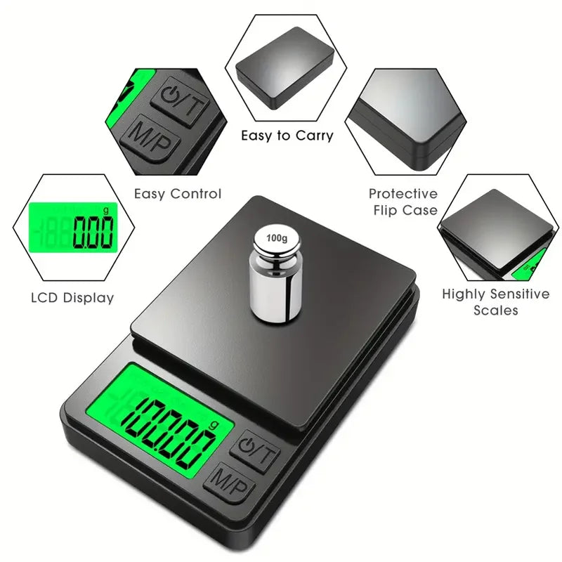 Báscula digital de bolsillo: capacidad de 1000 g, precisión de 0,1 g