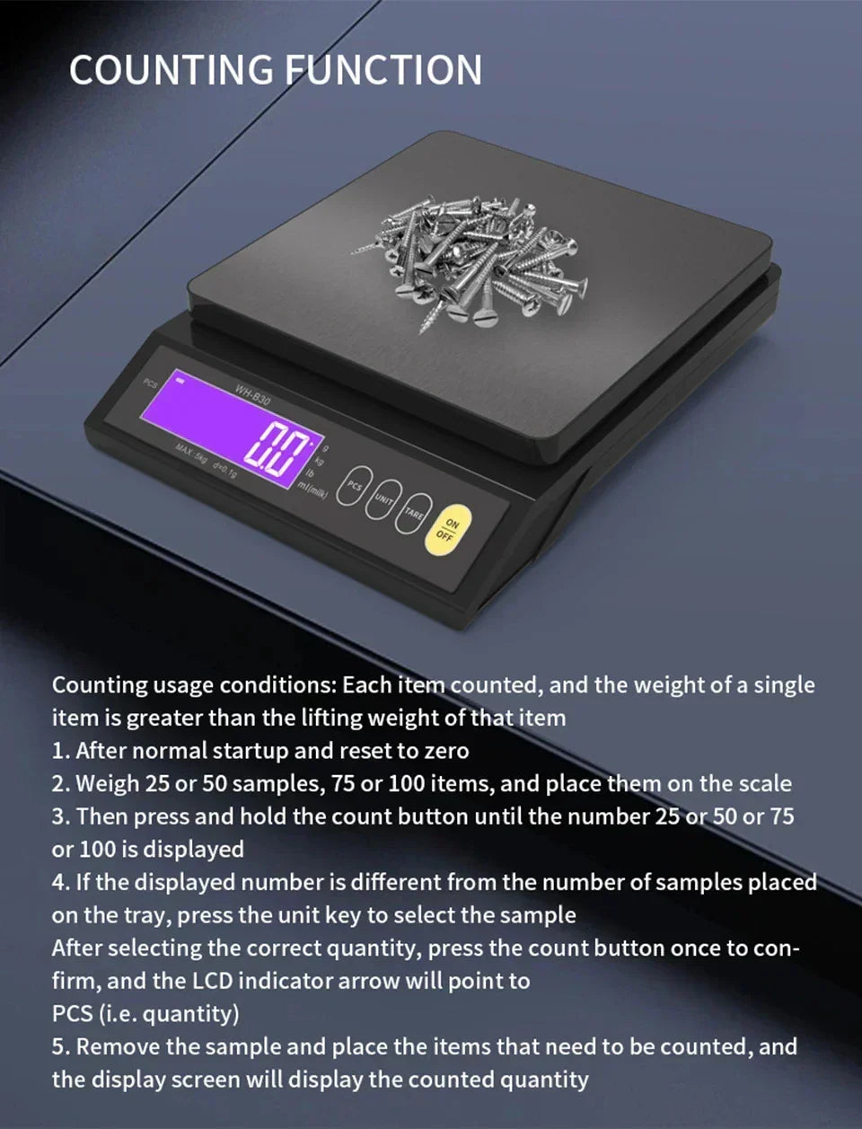 Báscula Digital Electrónica de Cocina 5 kg/0,1 g y 10 kg/1 g, con Pantalla LCD, Herramienta de Pesaje Totalmente Impermeable de Acero Inoxidable para Repostería